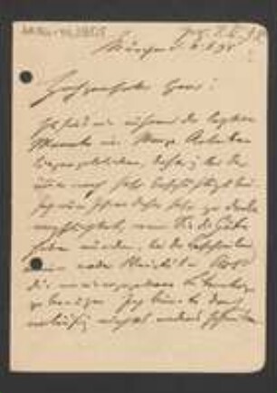 Brief von Carl Otto Harz an Unbekannt