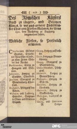 Verzeichniß aller anwesenden Herren.