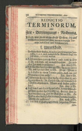 Reductio Terminorum, oder Zeit-Vereinigungs-Rechnung.