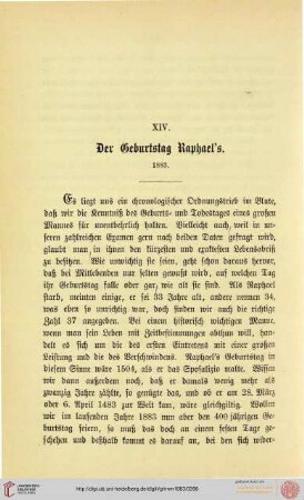 XIV. Der Geburtstag Raphaels