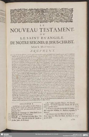 Le Nouveau Testament. Ou Saint Evangile De Notre Seigneur Jesus-Christ