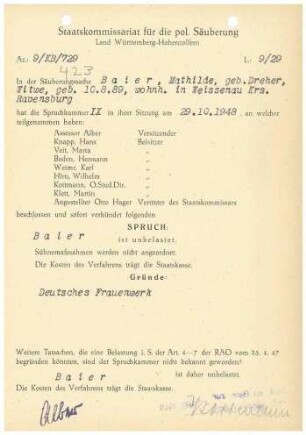 Baier, Mathilde, geb. Dreher