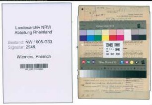 Entnazifizierung Heinrich Wiemers , geb. 03.12.1885 (Lehrer)