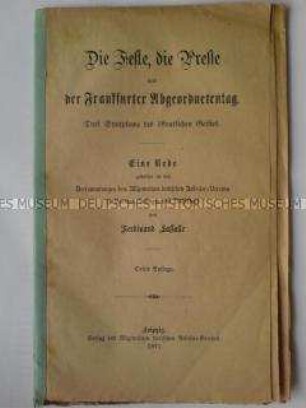 Rede von Ferdinand Lassalle an die Mitglieder des Allgemeinen deutschen Arbeitervereins (ADAV)