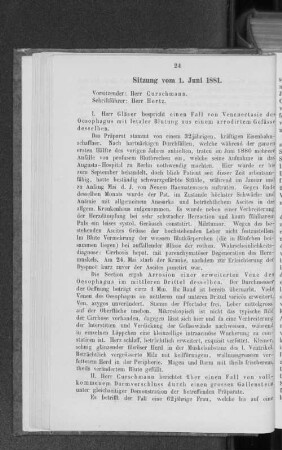 Sitzung vom 1. Juni 1881.