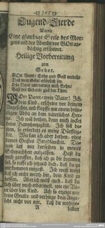 Tugend-Zierde Womit Eine glaubige Seele des Morgens und des Abends vor Gott andächtig erscheinet