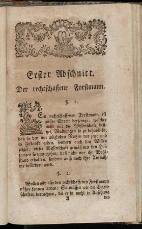 Erster Abschnitt. Der rechtschaffene Forstmann.