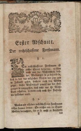 Erster Abschnitt. Der rechtschaffene Forstmann.