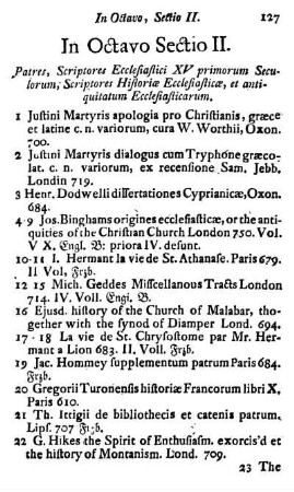 Sectio II. Patres, Scriptores Ecclesiastici XV primorum Seculorum, Scriptores Historiæ Ecclesiasticæ et antiquitatum Ecclesiasticarum.