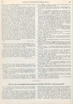 Referate über theologische Dissertationen und Habil.-Schriften in Maschinenschrift