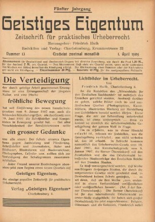 Nummer 13 (1. April 1909)