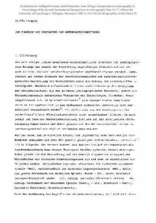 Zur Funktion und Gestaltung von Wörterbucheinleitungen