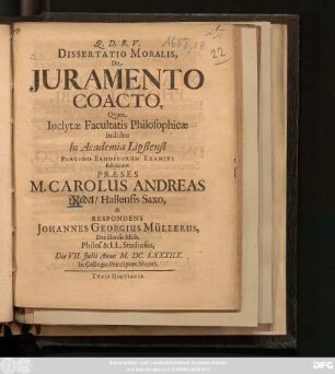 Dissertatio Moralis, De Iuramento Coacto