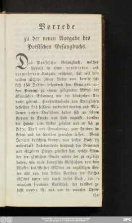 Vorrede zu der neuen Ausgabe des Porstschen Gesangbuchs.