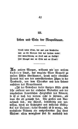 III. - Leben und Seyn der Neapolitaner -
