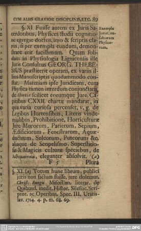 §. XI. Exempla Juris Consultorum Physicorum