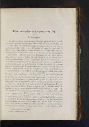 Über Molekularverbindungen von Jod