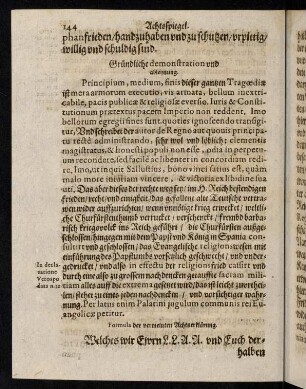 144-159, Welches wir Ewrn L. L. A. A. und Euch derhalben hiermit anzaigen wollen / [...]