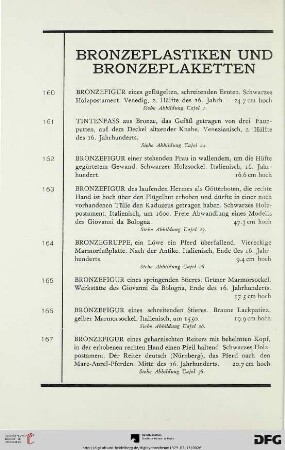 Bronzeplastik und Bronzeplaketten (Nr. 160-214a)