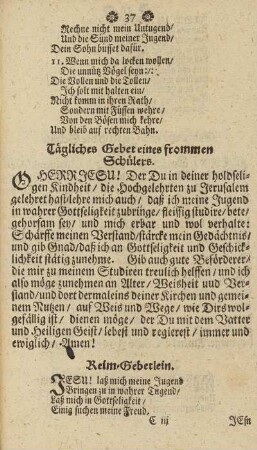 Tägliches Gebet eines frommen Schülers