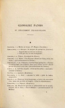 Glossaire patois du Département d'Ille-et-Vilaine : suivi de chansons populaires avec musique