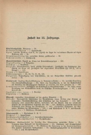 Inhalt des 33. Jahrgangs