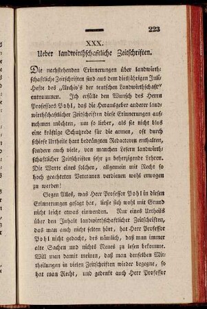 XXX. Ueber landwirthschaftliche Zeitschriften