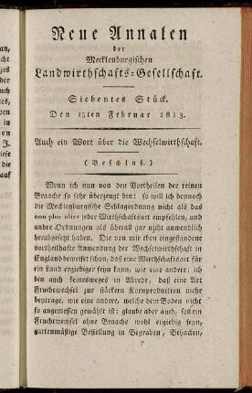 Siebentes Stück. Den 15ten Februar 1813.