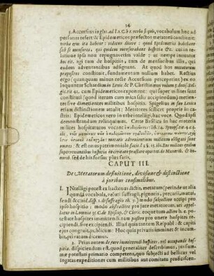 Caput III. De Metatorum definitione, divisione & distinctione a iuribus consimilibus.