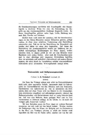 Universität und Religionsunterricht : (Schluß)