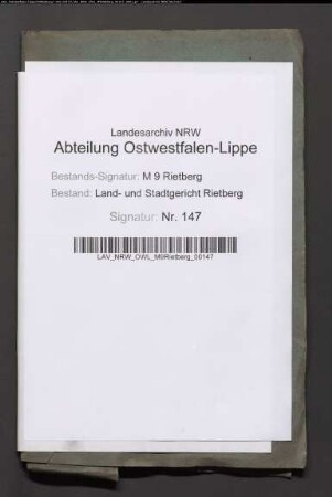 Teilungsrezess des Verler und Hörster Bruchs zu Verl