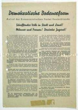 Aufruf der KPD zur Durchführung der Bodenreform