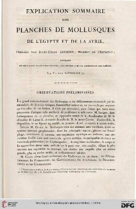 Explication sommaire des planches mollusques de l'Égypte et de la Syrie
