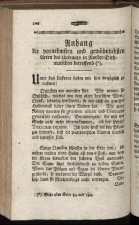 Anhang die vornehmsten und gewöhnlichsten Arten des Unkrauts in Norder-Dithmarschen betreffend.