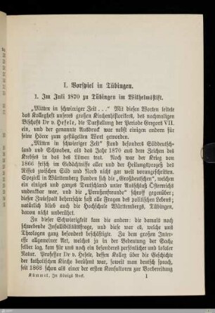 1. Im Juli 1870 zu Tübingen im Wilhelmsstift