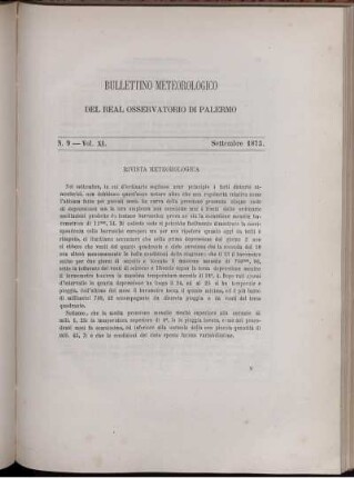 Bullettino Meteorologico Del Real Osservatorio Di Palermo