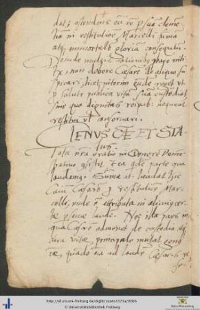 Genus Caesaris Et Status (handschriftlich)