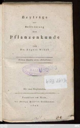 Bd. 1, Abt. 1: Mit zwei Kupfertafeln