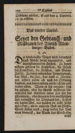 Das vierdte Capitel. Setzet den Gebrauch / und Mißbrauch des Teutsch-Altenburger Bades