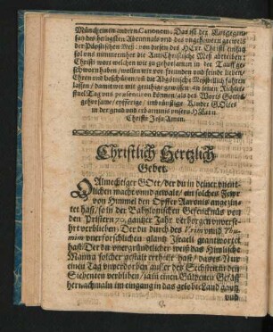 Christlich Hertzlich Gebet.