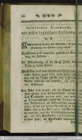 Idiotismus Aggeralis, und dessen beygefügte Erklärung