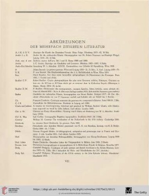 Abkürzungen der mehrfach zitierten Literatur