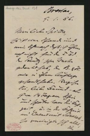 Brief an Philipp Spitta : 09.01.1886