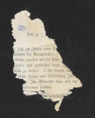 [Mitteilung des diesjährigen] Berichts der Europäischen - [jetzt Allgemeinen - Staaten]geschichte