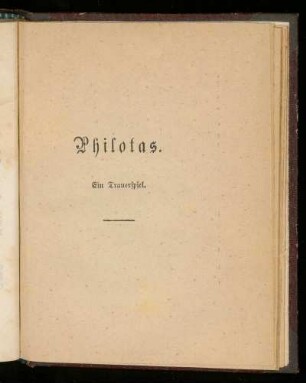 Philotas. Ein Trauerspiel.