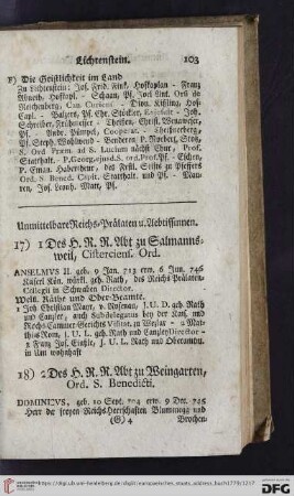 Unmittelbare Reichs-Prälaten u. Aebtissinnen
