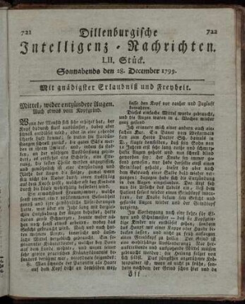 LII. Stück. Sonnabends den 28. December 1799.