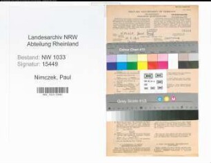 Entnazifizierung Paul Nimczek , geb. 10.02.1915 (Kaufmann)