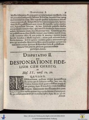 II. De Desponsatione Fidelium cum Christo.