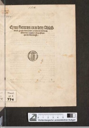 Eynn Sermon von dem Ablasz vnnd gnade